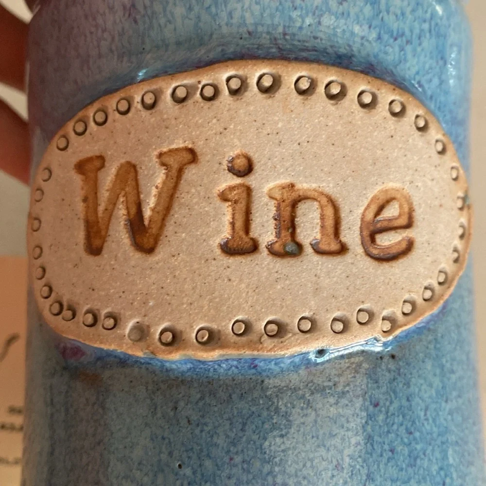 Ceramic Wine Cooler Handmade Pottery Blue Purple